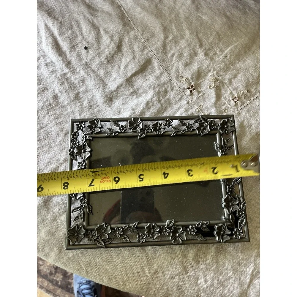 Vintage Pewter Frames Lot Photo Picture Heart Flower Floral Vine Set 2